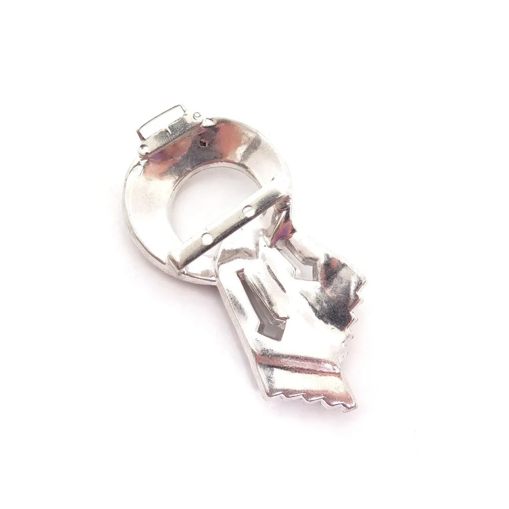 VINTAGE LARGE ART DECO CLEAR RHINESTONE BELT BUCKLE PIECE PART‎ RE-USE PENDANT